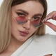 Сонцезахисні окуляри No Brand ромби Romb рожево-зелені із золотом - зображення 1
