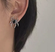 Серьги Fashion Jewerly ПАУКИ 2 шт с черным камнем бижутерия в готическом стиле Y2K серебристые (SVS) - изображение 2