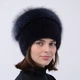Женская меховая норковая шапка на вязаной основе с помпоном из меха песца Меховой Стиль Улитка 54-60 Баклажанный (131/L) - изображение 1