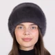 Женская шапка из натурального меха норки на вязаной основе Меховой Стиль Лобик 54-60 Темно-серый (132/A) - изображение 2