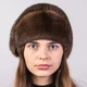 Женская шапка из натурального меха норки на вязаной основе Меховой Стиль Лобик 54-60 Ореховый (132/W) - изображение 2