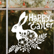 Виниловые наклеки для окон Happy Pocket Набор Пасхальный кролик Happy Easter декор витрин Пасха белый глянец - изображение 1