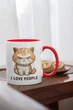 Кружка с рисунком "I Love People" на подарок для друга, парня, подруги, девушки керамическая 330 мл белая с красной ручкой - изображение 2