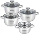 Набор 4 кастрюли Ofenbach Casserole из нержавеющей стали (1.1л, 1.7л, 2.4л, 3.4л) со стеклянными крышками (NB-100004) - изображение 1