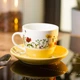 Керамическая чашка с блюдцем 250 (мл) для чая и кофе Желтая - изображение 3