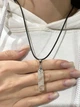 Кулон с натуральным камнем Горный хрусталь прямоугольной формы на шнурке экошелк черный в сувенирной коробочке (16196) - изображение 4