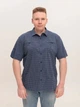 Рубашка мужская синяя прямая в клетку летняя короткий рукав 5704-B-3 4XL - изображение 4