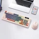 Набор Беспроводная игровая клавиатура FREEWOLF M96 + МЫШКА, джойстик Bluetooth, 2.4G, RGB LED подсветка с экраном, PBT клавиатура, 3000 мАч, раскладка QWERTY США - Coffee - изображение 1
