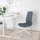Кресло для конференций без подлокотников LANGFJALL на колесах 104 см IKEA 292.525.11 белый/синий - изображение 2