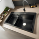 Миття врізне kraft HS 7848AR (праве) BLACK (чорне) з нержавіючої сталі, товщина 3мм. - зображення 1