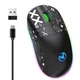 Бесшумная Беспроводная (2.4G, Bluetooth) HXSJ T90 Черная Игровая Мышь с подсветкой и аккумулятором - изображение 1