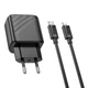 Мережевий зарядний пристрій Hoco CS23A 1 USB/1USB-C PD/QC 30W+Type-C to Lightning Чорний - зображення 6