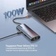 Док-станція ColorWay USB-C 6-в-1 Type C PD 100W/USB3.0х3/HDMI 4К/RJ45 (CW-HUB02) ( Сірий ) - изображение 11