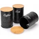 Хлібниця Kamille Black&Wood 36х22х20см з дерев'яною кришкою + 3 ємності для зберігання, чорні (245281) - изображение 3