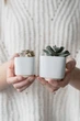 Керамический горшок для цветов Mini Plant размер XS 5,2х5,1см Квадратный Белый - изображение 4