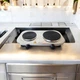 Настільна електрична плита Rainberg RB-007 Gray двоконфоркова компактна переносна дискова 3500 Вт - зображення 1
