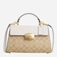 Сумка кросс-боди через плечо женская из натуральной кожи средняя Coach Eliza Top Handle Bag In Signature Canvas BG-COA-68 Бежевая с белым (196395538652) - изображение 1