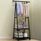 Вішалка для одягу підлогова The New Coat Rack складана металева стійка на коліщатках у передпокій на 2 полиці з поперечиною - зображення 10