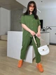 Костюм летний кофта на пуговицах спина удлиненная штаны свободного кроя большого размера 58-60 Хаки - изображение 2