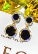 Серьги женские круглые с камушками по краям Fashion Jewelry Золотистые с черным 13740 - изображение 3