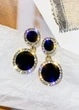 Серьги женские круглые с камушками по краям Fashion Jewelry Золотистые с черным 13740 - изображение 4
