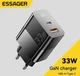 Зарядное устройство Блок зарядки для телефона Essager CD29 33W USB A+C PD Quick Fast Charge Быстрая зарядка для Samsung, iPhone, Xiaomi, Redmi, Huawei, Realme Black - изображение 2