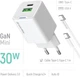 Сетевое зарядное устройство ColorWay GaN Mini 30W PD Port PPS USB (Type-C PD + USB QC3.0) + cable Type-C White (CW-CHS053PDC-WT) - изображение 7
