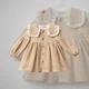 Детское праздничное платье с квадратным воротником, длинными рукавами, Wondress Baby (Бежевый, 80 см) 1 год - изображение 2