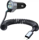 Автомобільний зарядний пристрій CHOETECH 2xUSB 65W (1xUSB-C+1USB-A) PD 30W with spring Type-C cable 1.2 м Black (TC0030-BK) - зображення 2