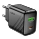 Мережевий зарядний пристрій Hoco CS25A 1USB-C/1USB PD/QC 20W Чорний - зображення 4