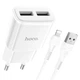 Сетевое зарядное устройство HOCO C88A Star round dual port charger set (iP) 12W White 6931474749512 - изображение 1