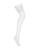 Чулки под пояс с широким кружевом Obsessive 810-STO-2 stockings L/XL, белые - изображение 3