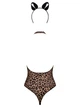 Эротический костюм леопарда Obsessive Leocatia teddy S/M, боди, обруч с ушками - изображение 6