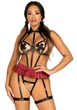 BDSM-костюм ученицы Leg Avenue Harness teddy & skirt S Black, портупея, мини-юбка, экокожа - изображение 1