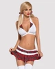 Еротичний костюм школярки з мініспідницею Obsessive Schooly 5pcs costume L/XL, біло-червоний, топ, - зображення 1