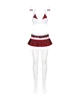 Еротичний костюм школярки з мініспідницею Obsessive Schooly 5pcs costume L/XL, біло-червоний, топ, - зображення 5