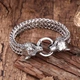 Широкий чоловічий браслет з головами вовків WolfBracelet, 21 см, сріблястий - зображення 2