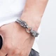 Широкий чоловічий браслет з головами вовків WolfBracelet, 21 см, сріблястий - зображення 5