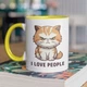 Чашка з принтом "I Love People" на подарунок для друга, подруги керамічна 330 мл біла з жовтою ручкою - зображення 1