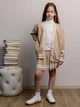Детская трикотажная школьная юбка для девочки ARTKNIT Смужка 128-134 см Бежевая (4823093471733) - изображение 5