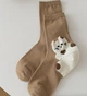 Носки женские, высокие с котиком, хлопковые, 35-40р. коричневые - изображение 3