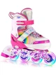 Роликовые коньки раздвижные Inline Skates PU свет размер 34-38 стелька 21-23,5 см с шлемом и защитой Pink (445463573) - изображение 8