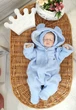 Комплект на выписку для новорожденного "Корона" Муслиновый Конверт Комбинезон Шапочка (Лето Весна) Голубой DS21 - изображение 2