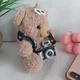 Брелок для ключів/на сумку ведмедик з фотоапаратом та окулярами коричневий - зображення 4