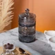 Конфетница трехуровневая стеклянная с крышкой Ø 10 см Серая - изображение 5