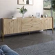 Тумба под телевизор с ящиками LION Wood с золотыми ножками 180х50х40 см Дуб Аппалачи (LION-043112) - изображение 1
