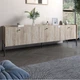 Тумба под телевизор на 3 ящика LION Wood с черными ножками 160х65х40 см Дуб Сонома (LION-043100) - изображение 1