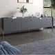 Тумба под телевизор на 3 ящика LION Wood с золотыми ножками 160х65х40 см Антрацит (LION-042987) - изображение 1