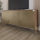 Тумба под телевизор с золотыми металлическими ножками LION Амарант 168x40x76,5 см Дуб Ливорно/Перламутровый металлик (RAL-7048) 1680x400x765 (LION-043051) - изображение 1