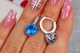 Серьги Xuping Jewelry с большим голубым камнем 2 см серебристые - изображение 3
